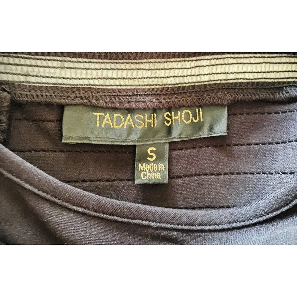 Tadashi Shoji Flip Hem Black Illusion Sleeveless  Jersey Cocktail Dress Sz S - Image 6