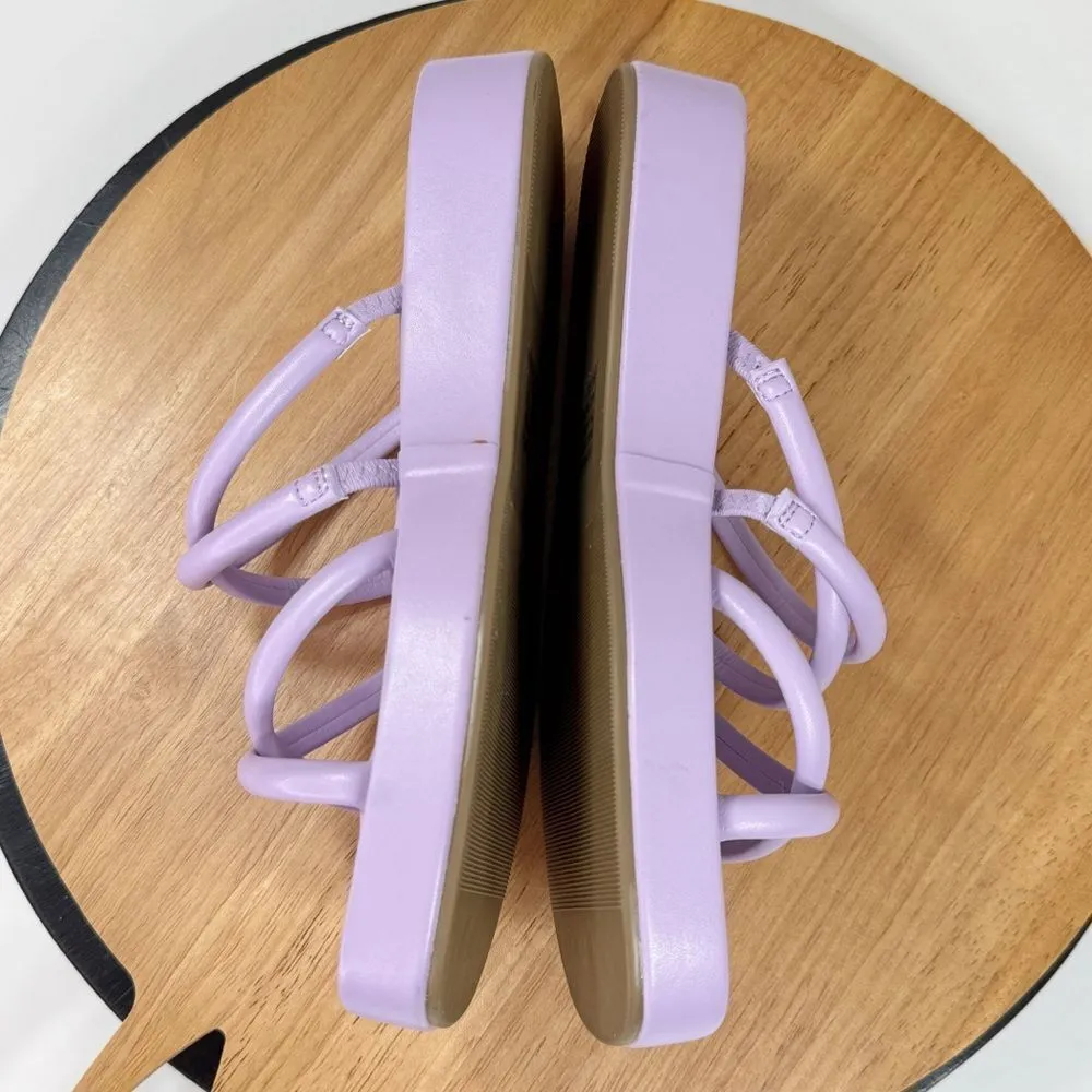 Torrid Strappy Platform‎ Slide Sandals Lavender Purple 8 WW Faux Leather - Image 5