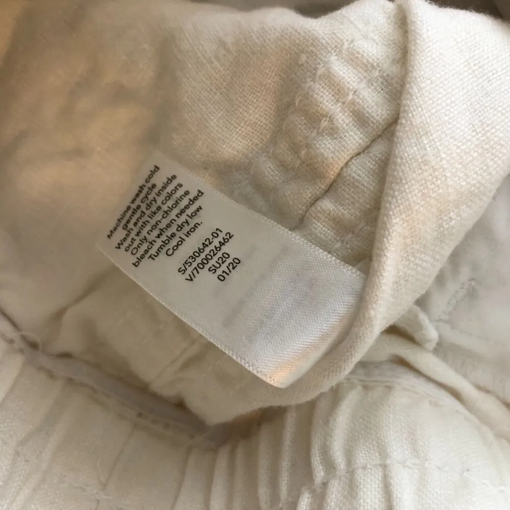 Athleta Womens Cabo Tide Linen Jogger Pants Pull On Zip Pockets White 0 - Image 5