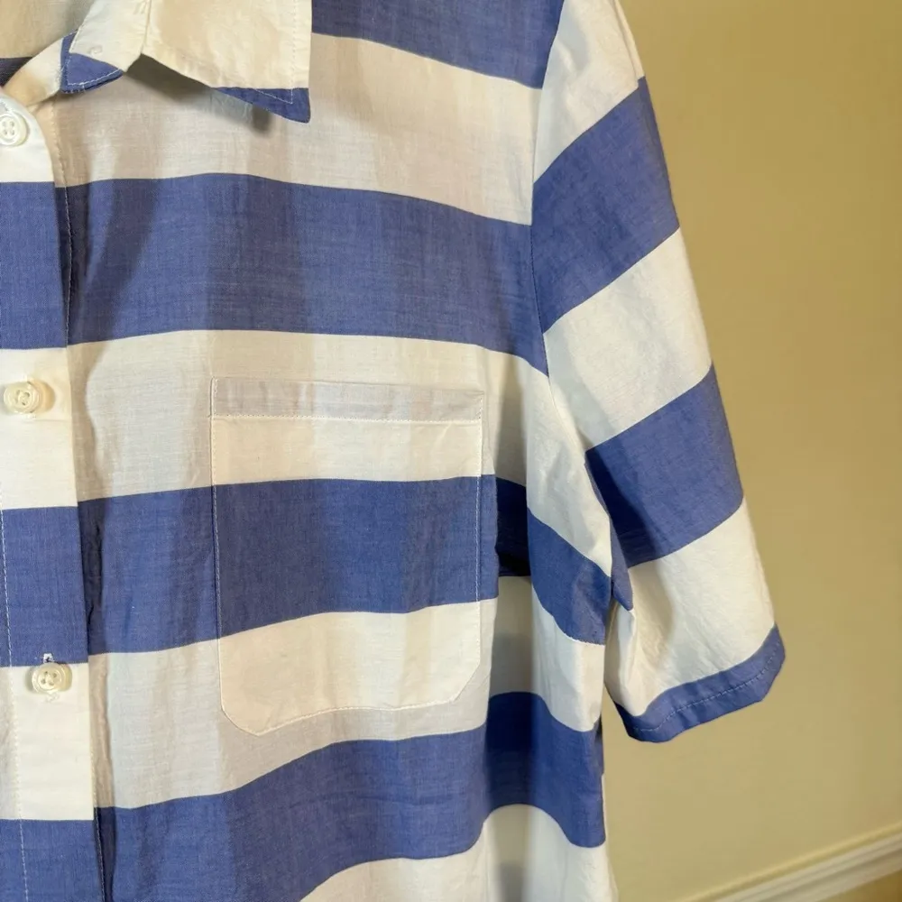 Relaxed Fit Preppy Coastal Short Sleeve Blouse XL Beach Vacation Cotton Nautical - Image 5