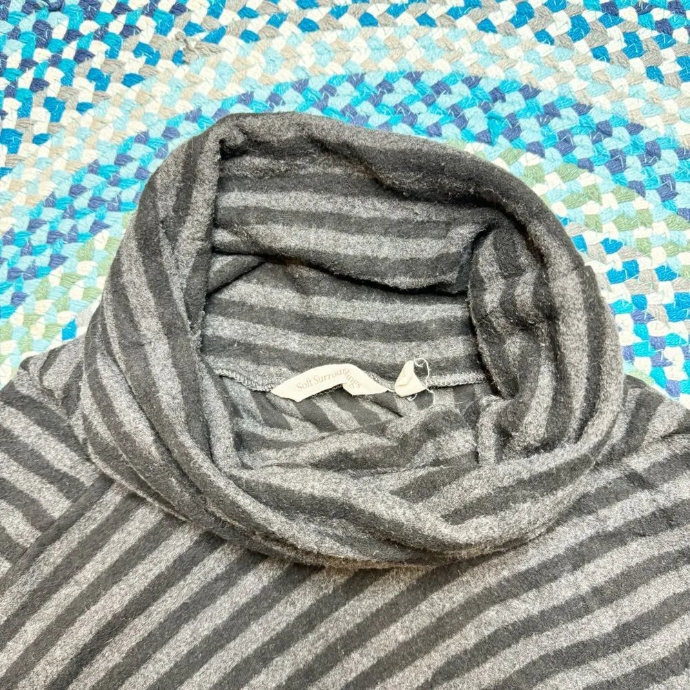 Soft Surroundings Chelsea Lagenlook Black Gray Stripe Comfort Poncho Women's 0S - Image 3