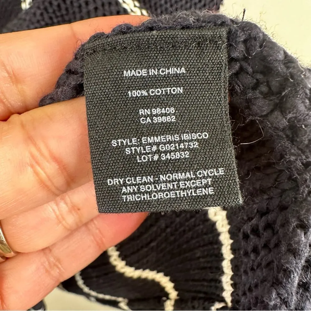 Theory Emmeris Ibisco Sweater Womens M Navy Striped Cotton Knit Short Sleeve Top - Image 8