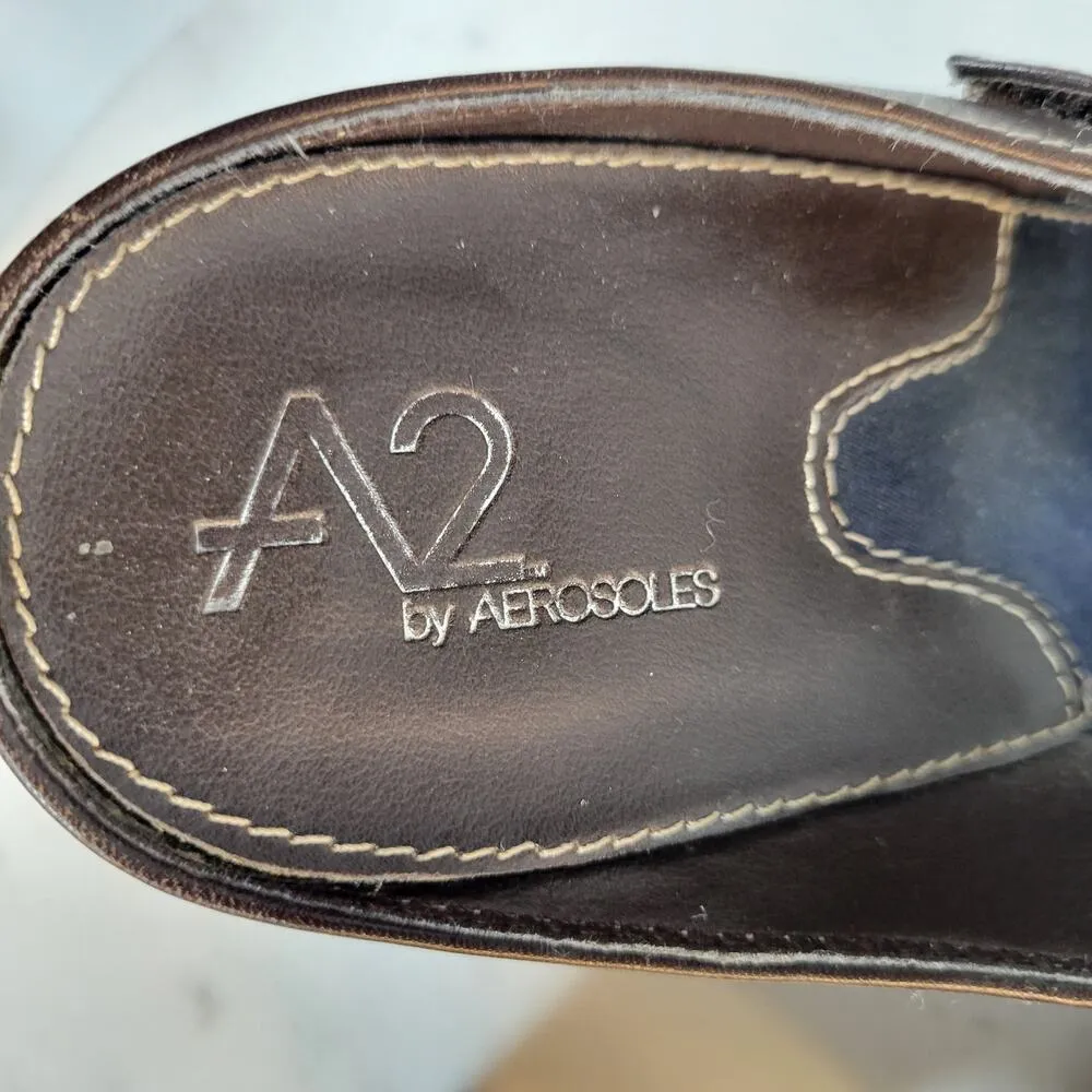 Aerosoles Two Beauty Womens 9.5 Brown Leather Mary Jane Square Toe Open Back - Image 13