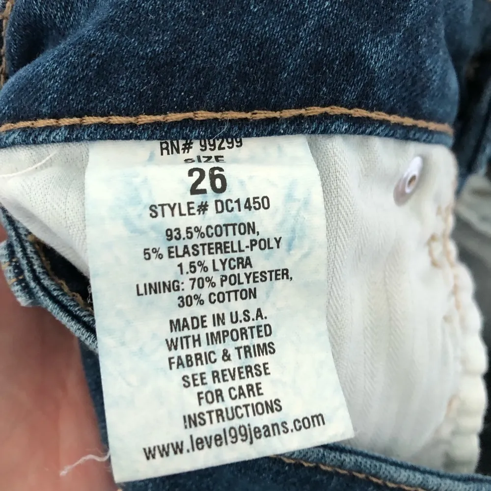 Level 99 Shorts Denim Distressed Paint Splatter 26 Blue - Image 5