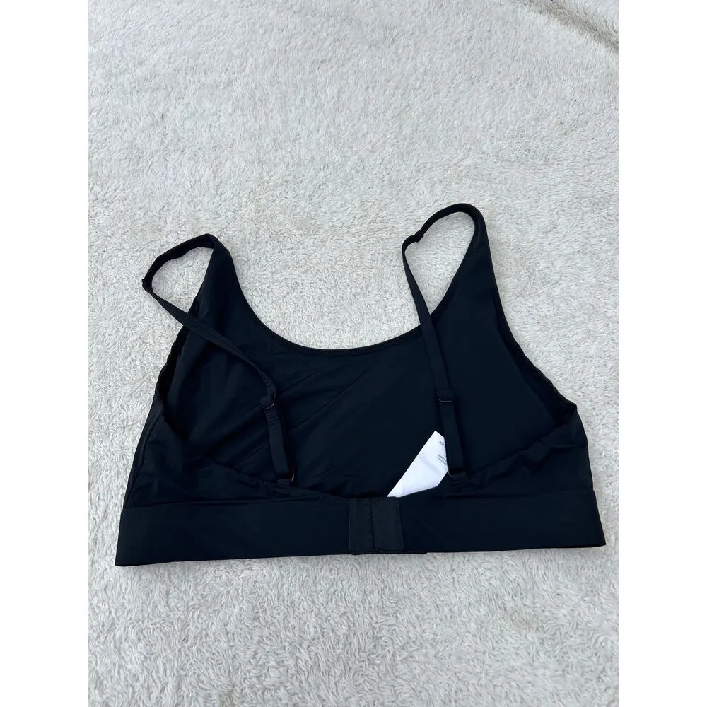 Fabletics Bralette Medium Black Unlined Swimsuit Swim Top High Neck - Image 2