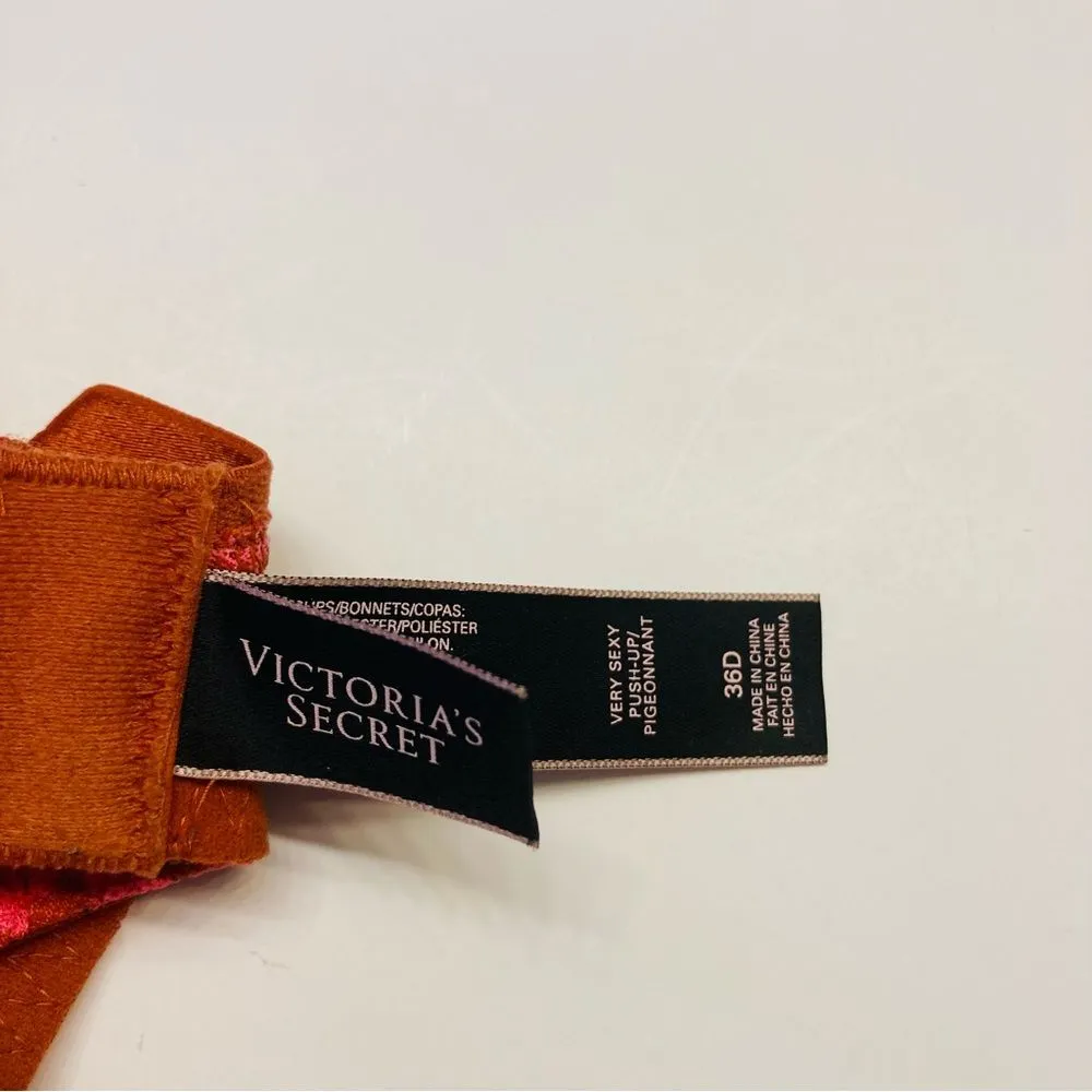 Victoria's Secret Very Sexy Push Up Bra Pink Lace Rhinestone‎ Bling Size 36D - Image 5