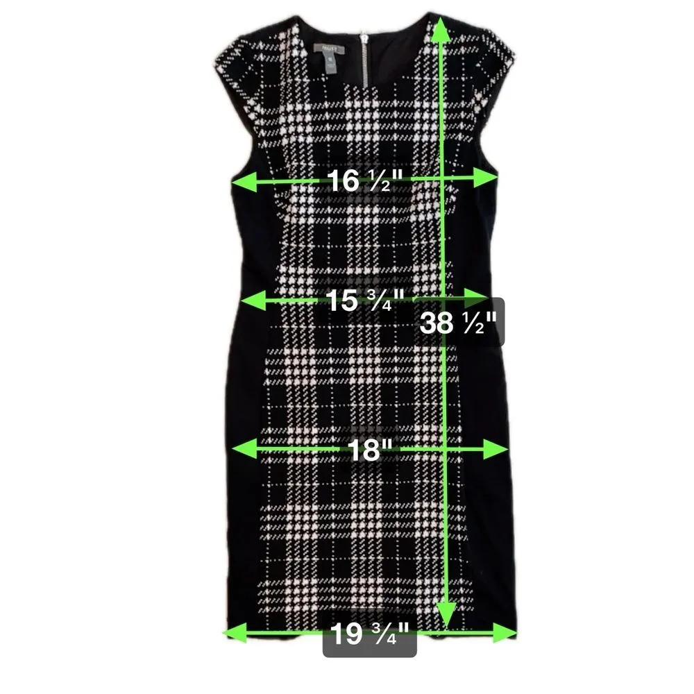 Muse‎ Plaid Bodycon Sheath Midi Dress Black White Size 10 - Image 6