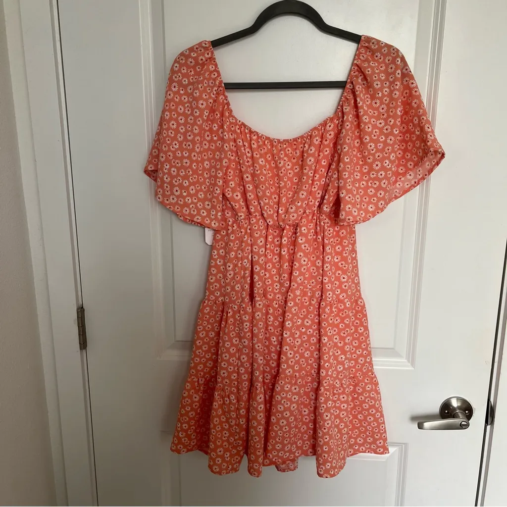 NEW Altar’d State Coral Peach Floral Mini Dress Size Small NWT - Image 7