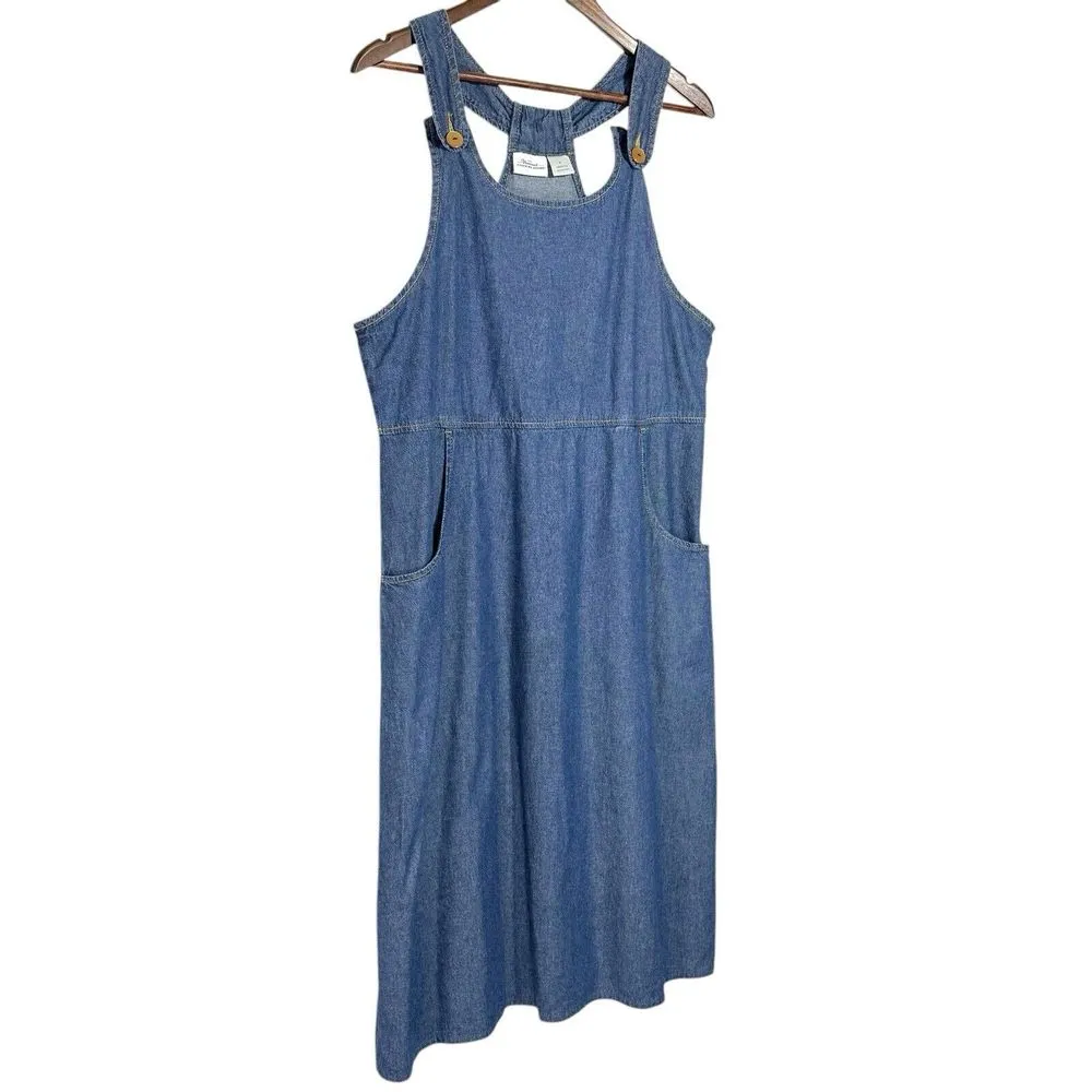 Vintage Vermont Country Store‎ Jumper Dress M Modest Jean Overall Chambray Denim Blue Size M - Image 2