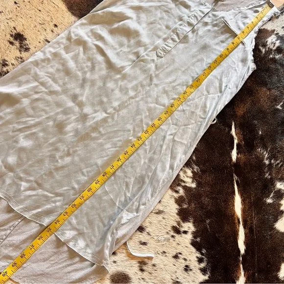 GO BY GO‎ SILK Linen Silk Blend Dress Waist Tie Vacation Lightweight Travel Sz S Gray - Image 7