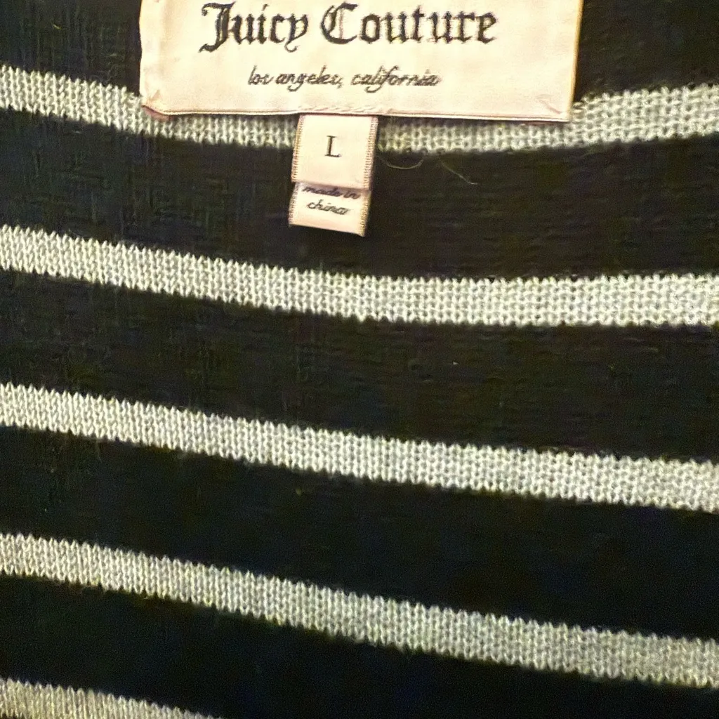 Juicy Couture Black and Grey Striped Sweater with Military Details - Image 3