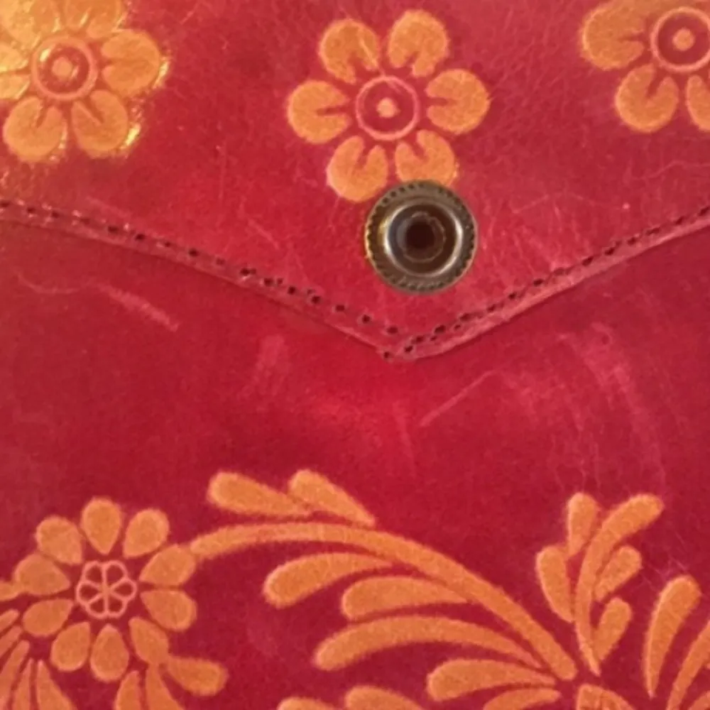 Flower Embossed Leather Purse, Pink, Tan - Image 5