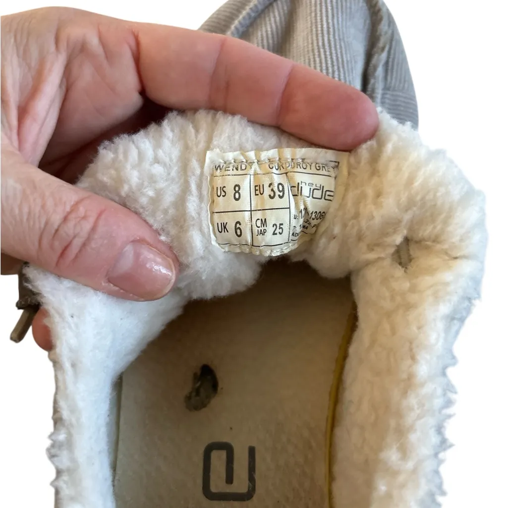 Hey Dude Wendy Comfort Corduroy Grey Faux Fur - Image 8