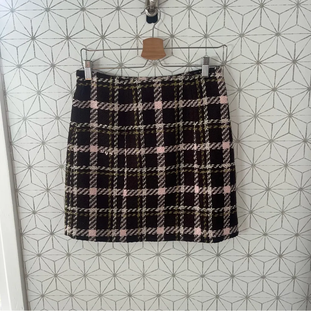 Favorite Daughter The First Wife Mini Skirt in Chocolate Plaid Brown Size 4 - Image 2