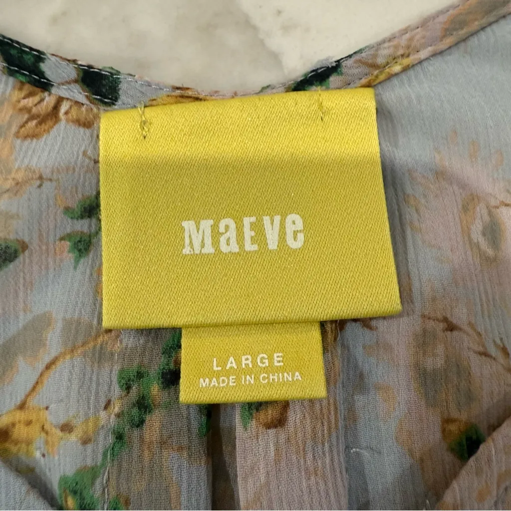 Maeve Anthropologie Magda Ruffle Floral Printed Sheet Tunic Blouse Women’s Large - Image 9