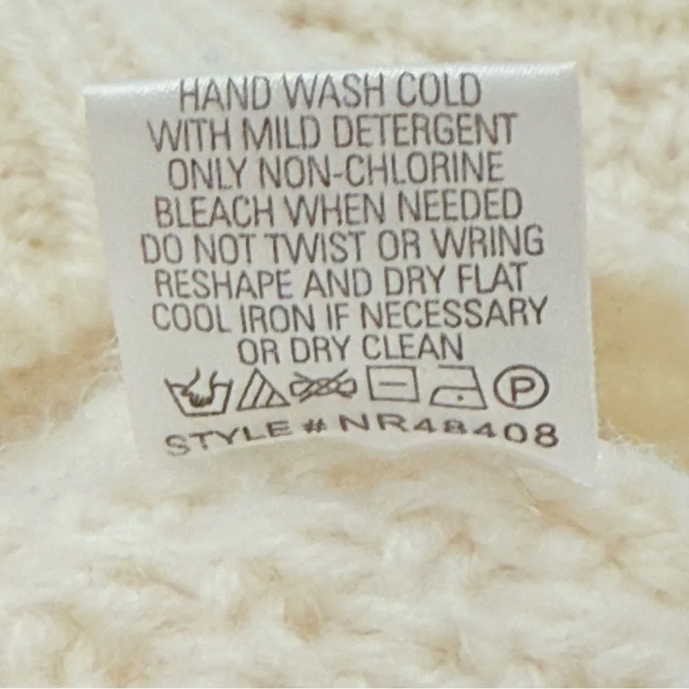 Skull Cashmere Cable Knit Sweater Cream Alpaca Wool XS Quiet Luxury Fisherman - Image 10