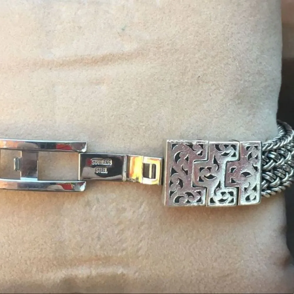 Watch Sterling Silver Roman Numbers Bracelet Link Watch Rare - Image 4