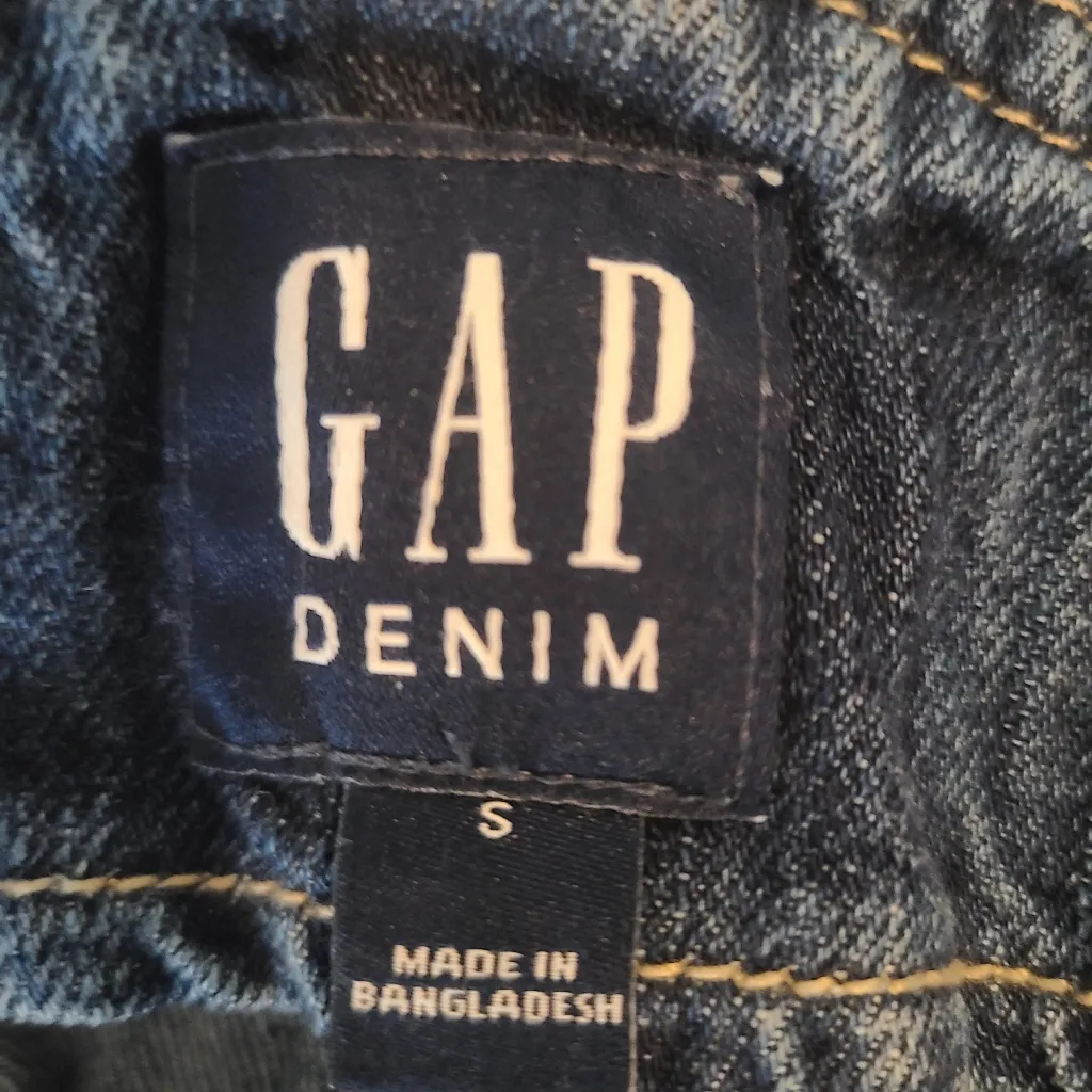 GAP Denim Cuffed Overalls Shortalls Size Small‎ - Image 5