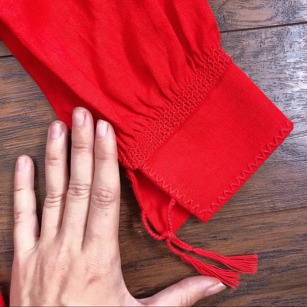 Madewell • Daybreak eyelet dress linen shift mini peasant boho Tropical Coral - Image 8