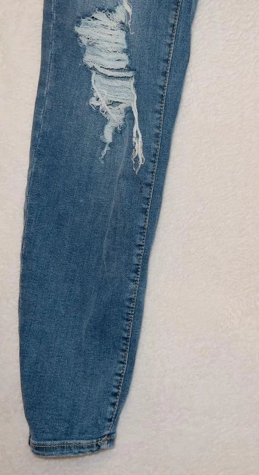 Aeropostale Medium Wash Denim Curvy Super High Rise Distressed Jegging Jeans 8R - Image 3