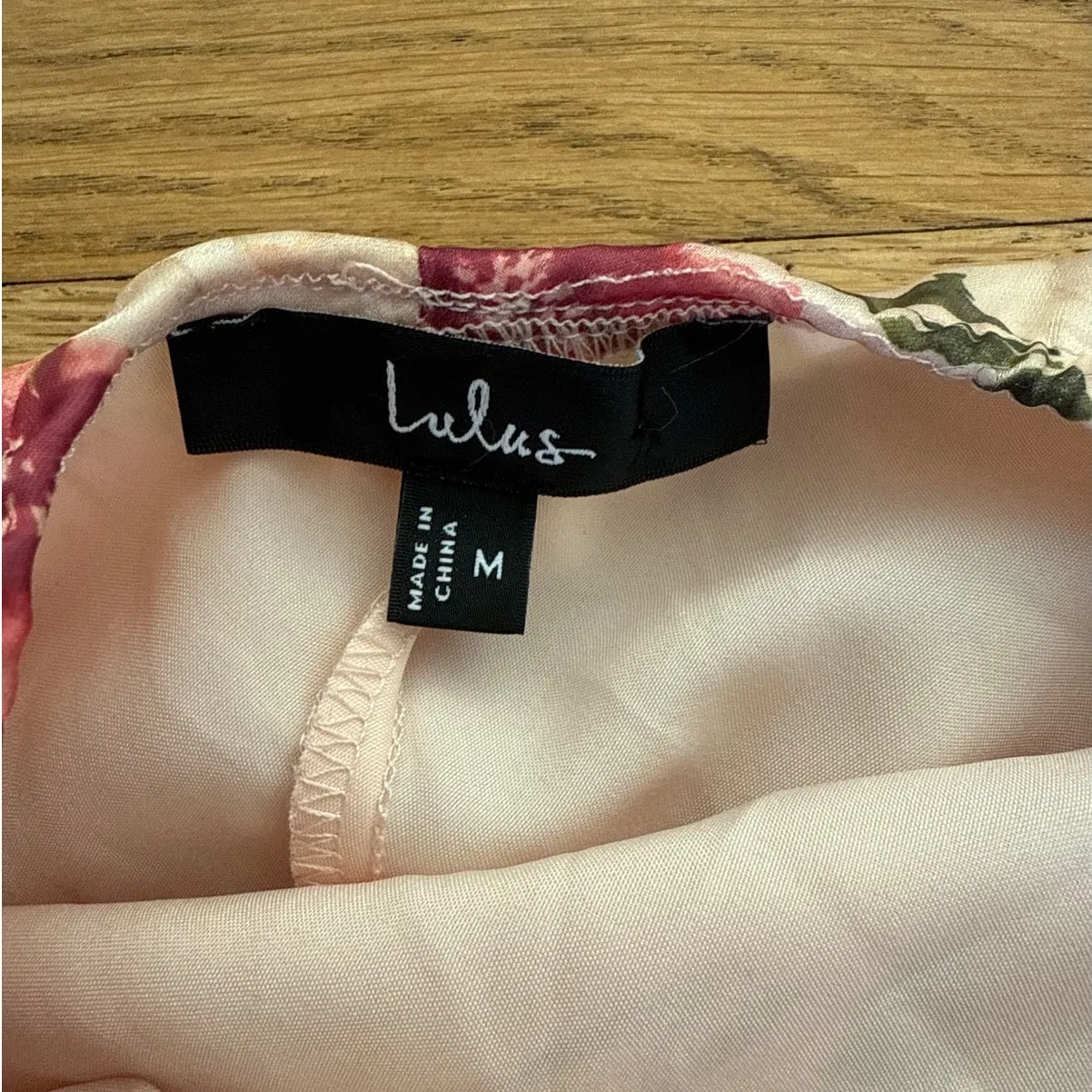 Lulu's - Alaia Floral Satin Backless Midi Dress in Pink Peach & Green - Image 3