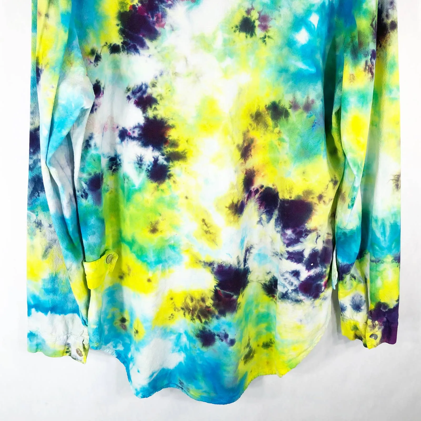 Mountain Song Medium Top Handmade Tie Dye Oops Long Sleeve Yellow Purple‎ 1177 Blue - Image 9