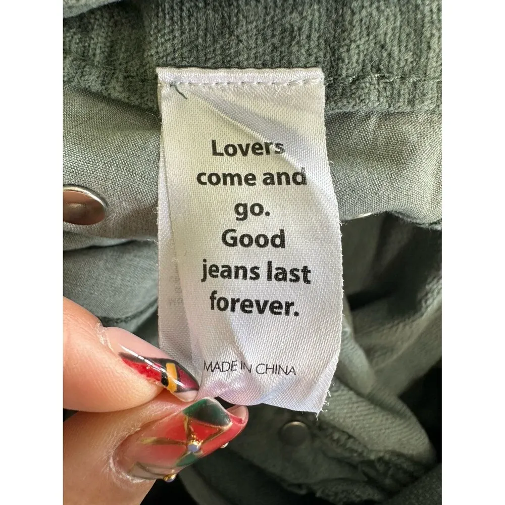 Pacsun Women's 100% Cotton Green Corduroy Button Fly Wide Leg Baggy Jean 25 - Image 6