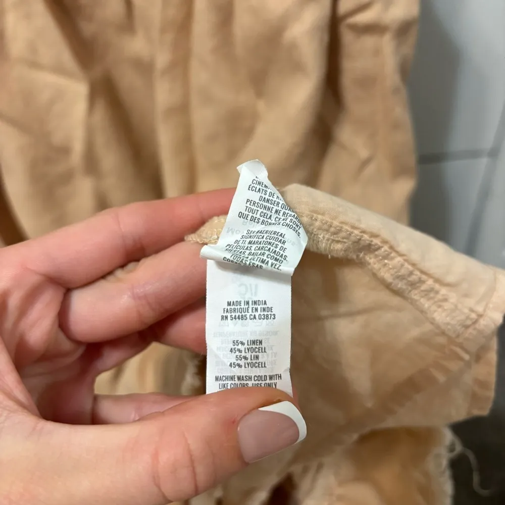 Aerie Flutter Sleeve Square Neck Babydoll Tunic Linen Blend Mini Dress - Image 8