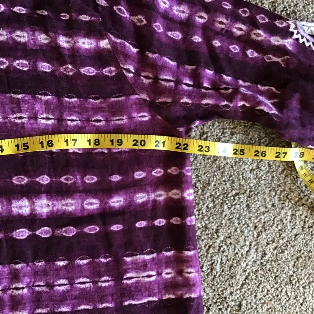 Womens Purple‎ Geometric Design Short Sleeve Pullover Scoop Neck Bohemian Dress Purple Size undefined - Image 10