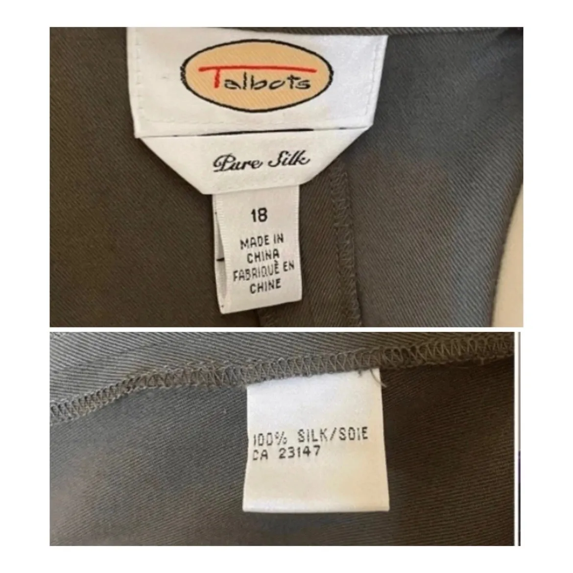 Vintage Talbots Pure Silk Olive Button Front Maxi Dress 18 - Image 7