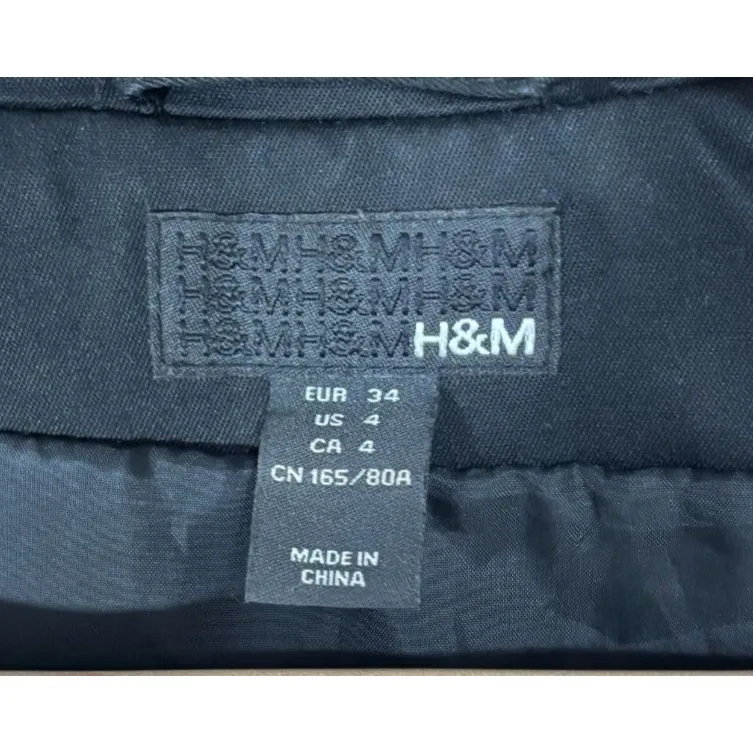 H&M Zip Up Trench Coat Womens Sz 4 Black Lightweight Office Academia Classic - Image 8