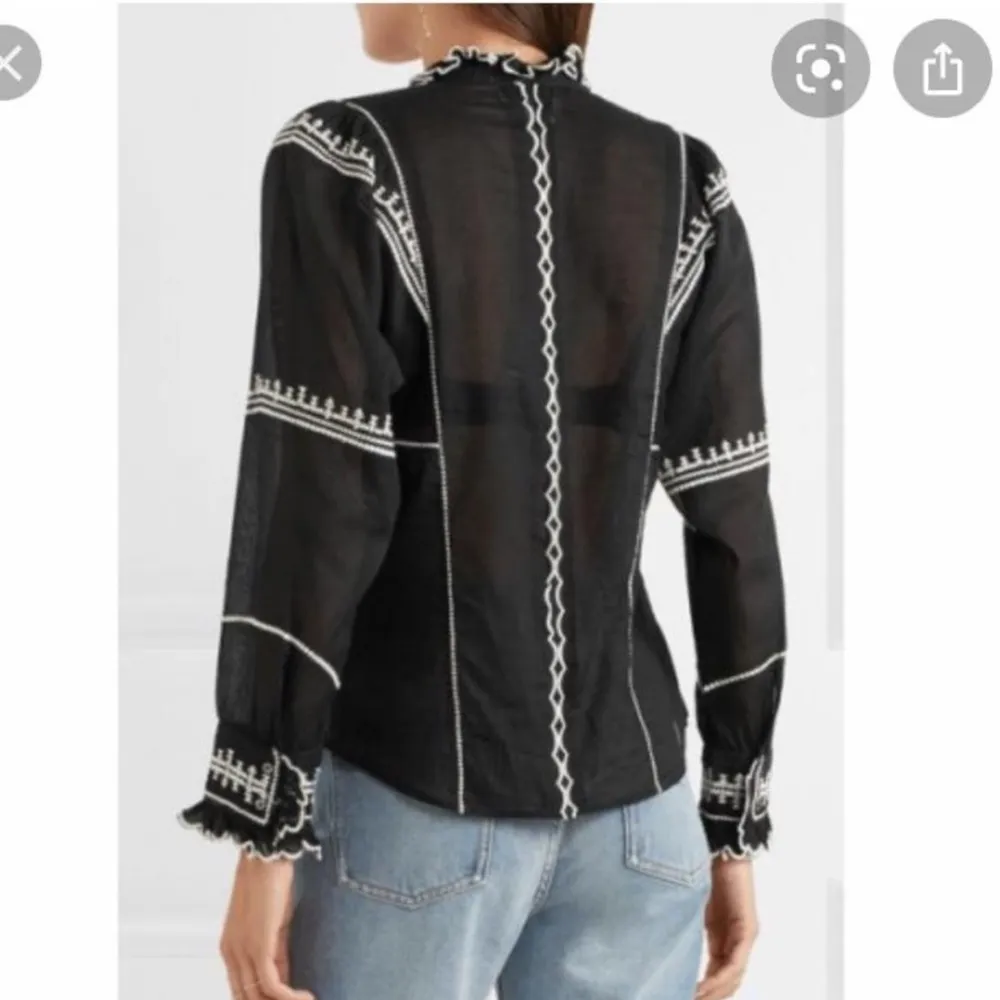 Étoile Isabel Marant Black Ruffle Button Down Top- Size 42 - Image 3