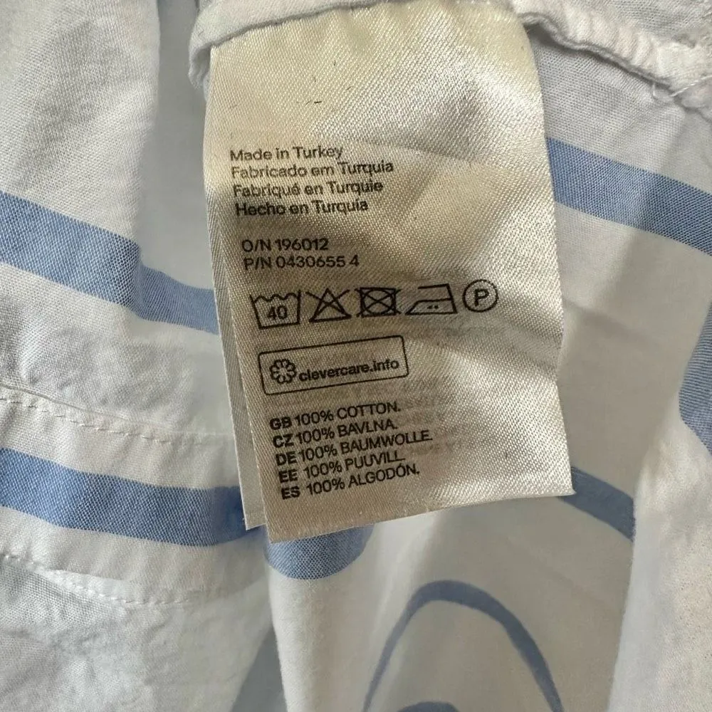 H & M blue and white striped long sleeved button down shirt - Image 8