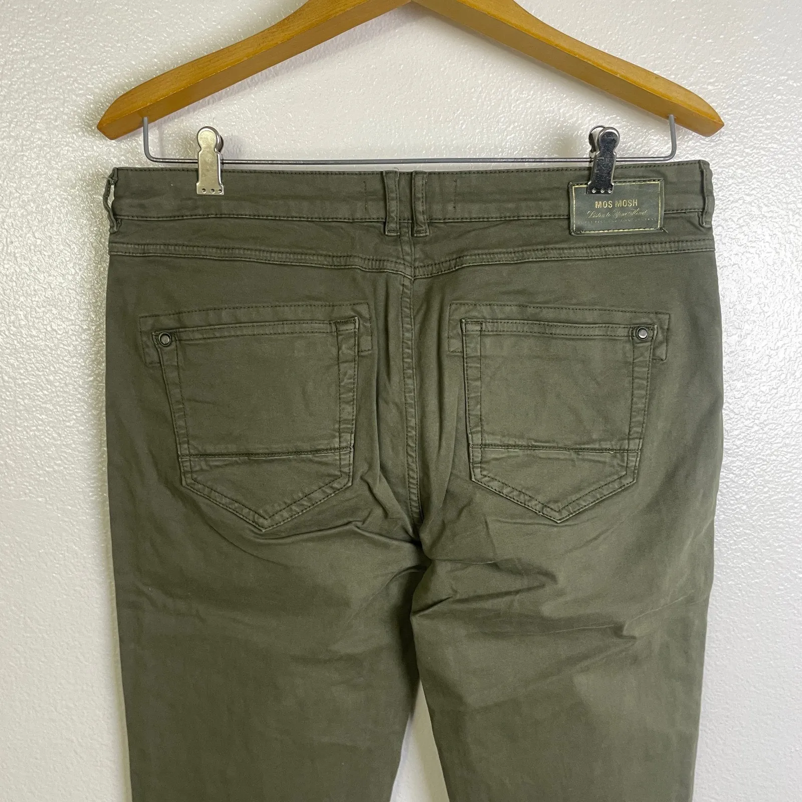 Mos Mosh Pants Womens Size 31 Green Naomi Shine Pants Chino Cotton Beaded Boho - Image 7