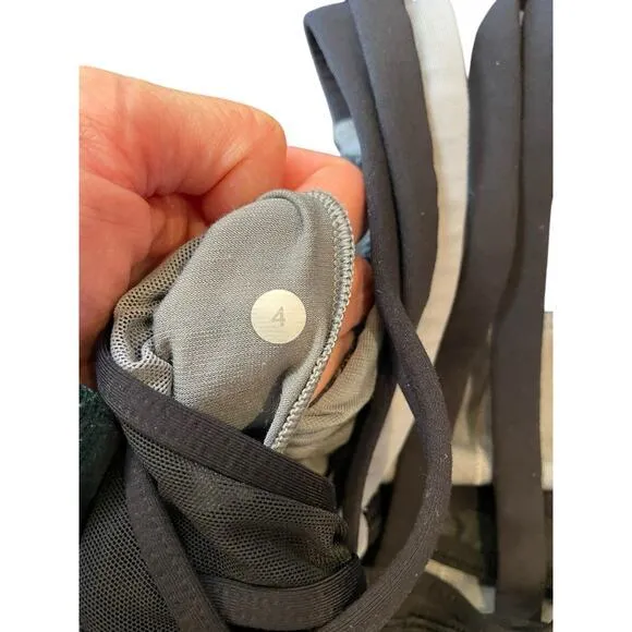 Lululemon Women 4 Energy Bra Exhale Blurry Belle Battleship Black & Grey Striped - Image 9