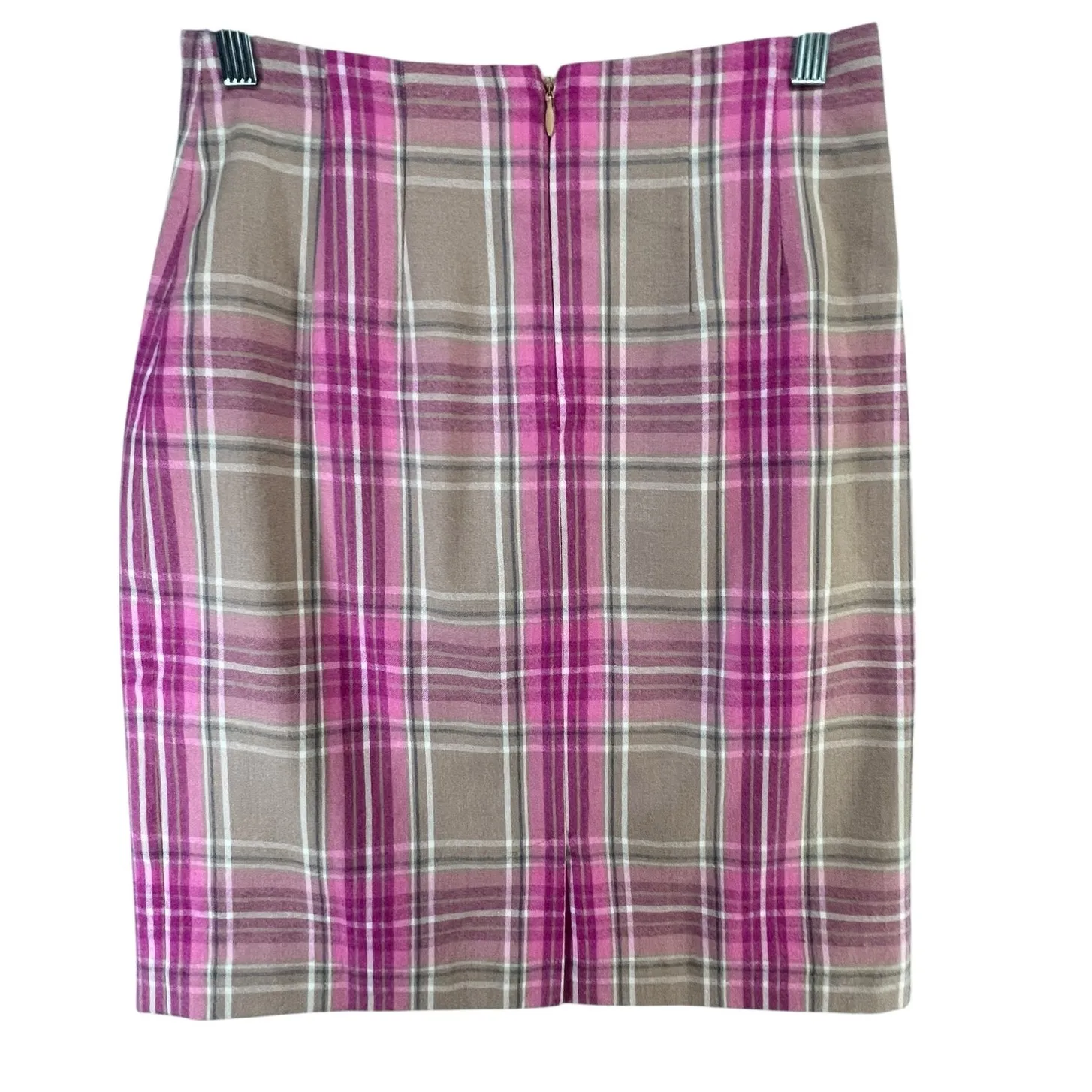 Vintage JG Hook Pencil Skirt 2 Petite Pink Plaid Wool Lined Smart Casual Preppy Size 2P - Image 4