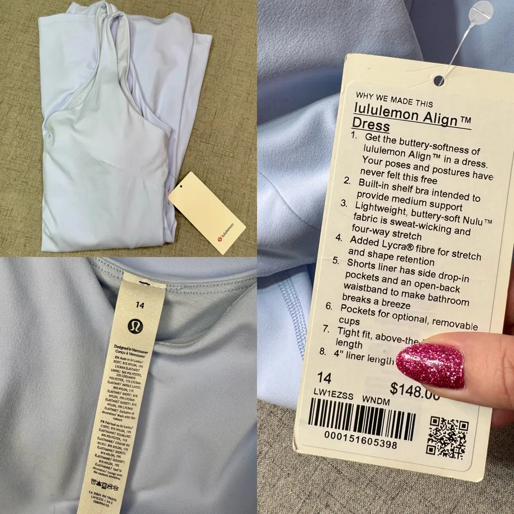 Lululemon Align Dress Athletic Mini Dress Windmill Blue Size 14 NWT - Image 12