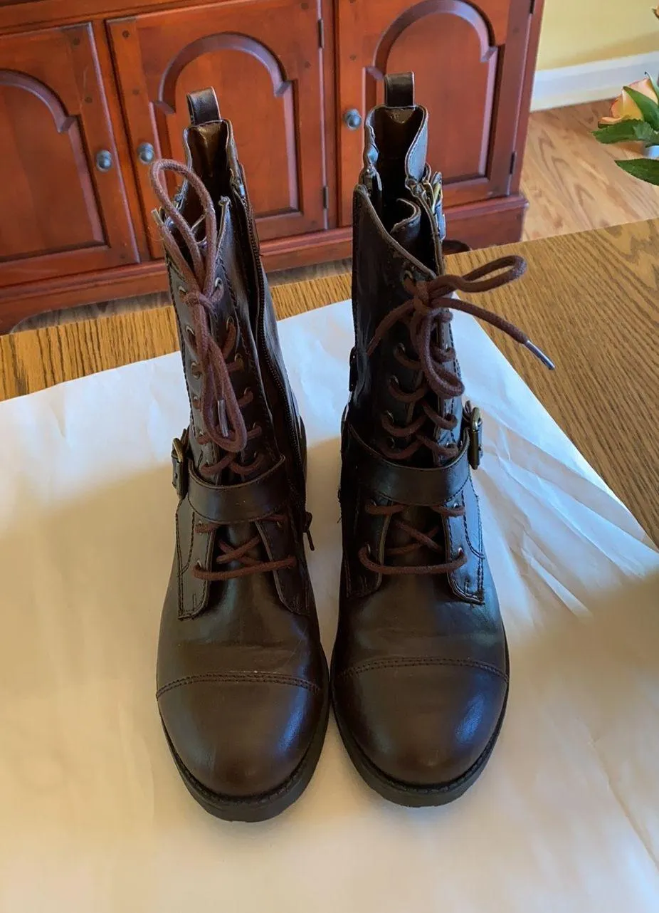 White Mountain Brown Combat Boots - Image 5