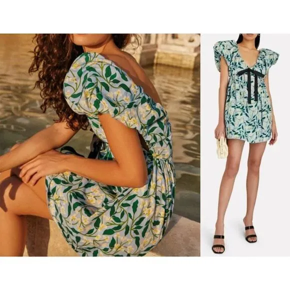 Agua by Agua Bendita | Horizonte Mini Dress in Celeste Blue Yellow Floral | XL - Image 2