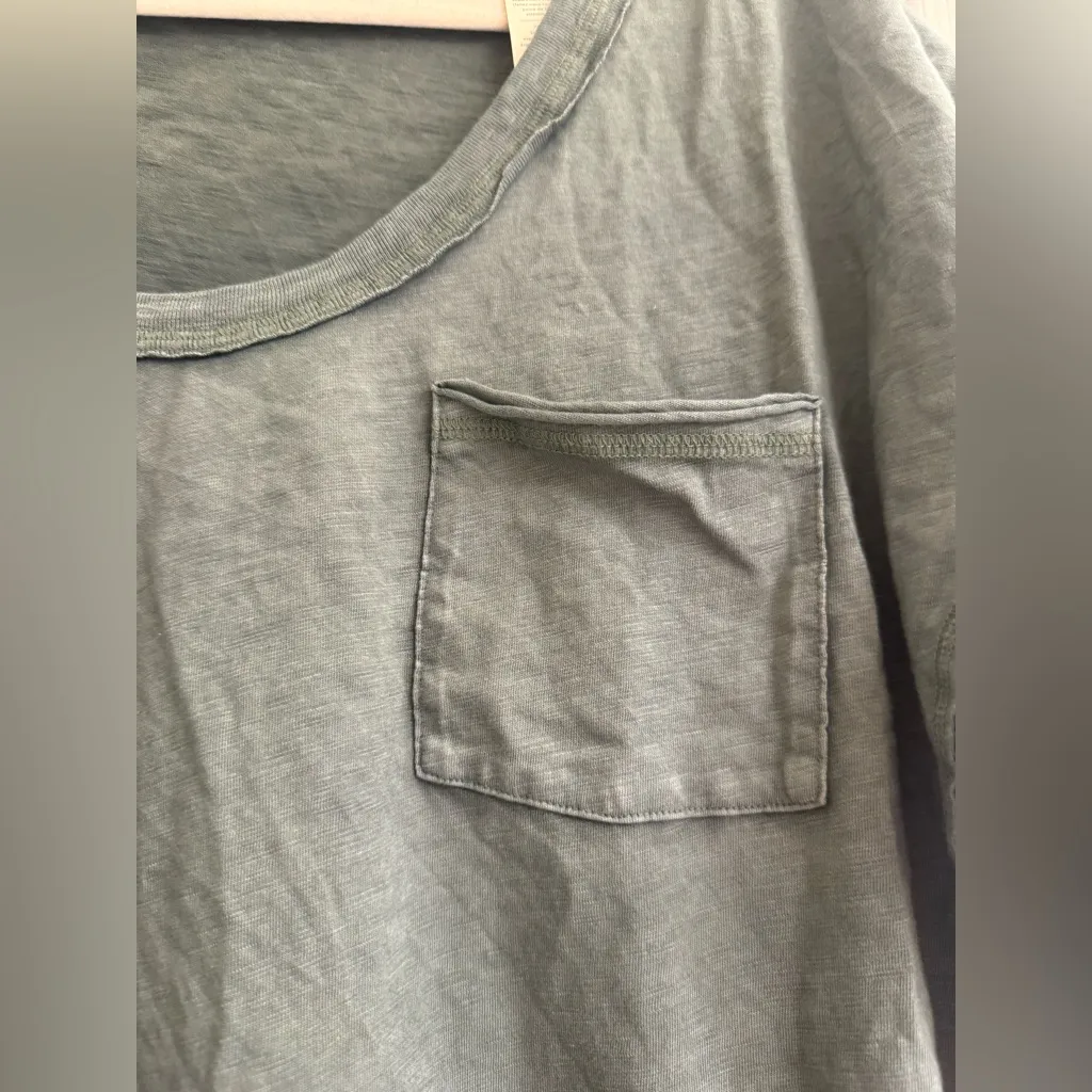 Aerie Green Distressed Basic Pocket Scoop Neck Boyfriend T-Shirt - size L - Image 2