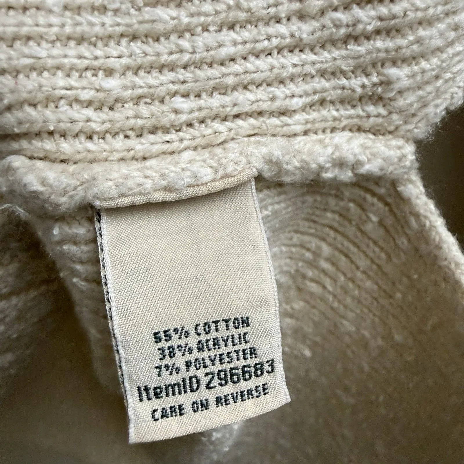 LL Bean Signature Ivory Cable Knit Pullover Sweater Women's Size Small - Image 5