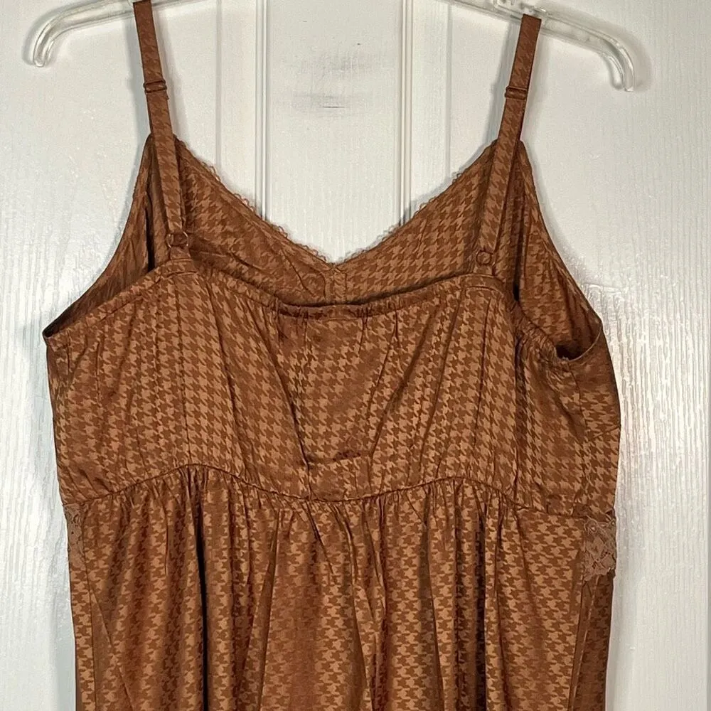 Torrid 1 Sz 1X Jacquard Lace Trim Cami  Dress in Lion Brown - Image 8