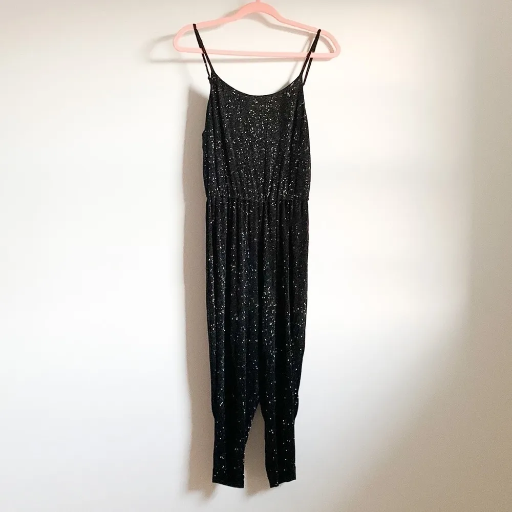 Alice + Olivia Black Zahara Glitter Sparkle Cropped Leg Jumpsuit XS - Image 8