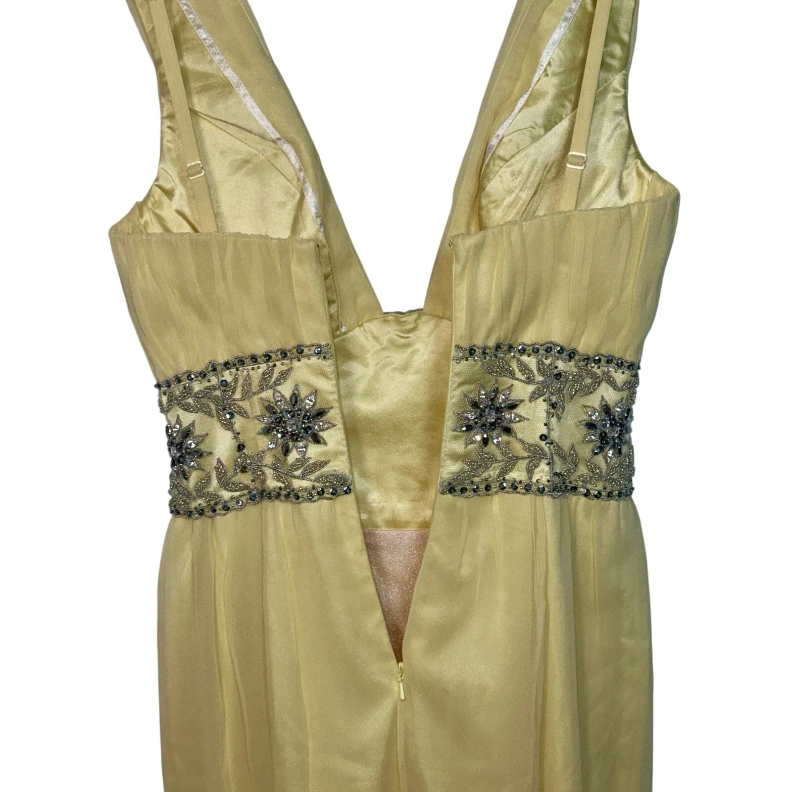 NWT Mandalay Yellow Silk Beaded Embellished Midi Gown Evening Formal Dress Sz 6 - Image 11