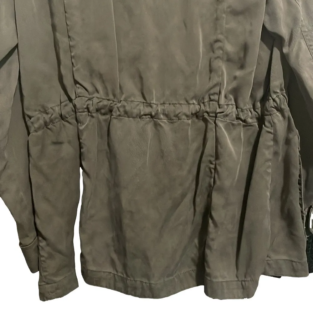 J.Jill Utility Jacket Womens Medium Olive Green Zipper Chore Barn Casual Cinched - Image 8