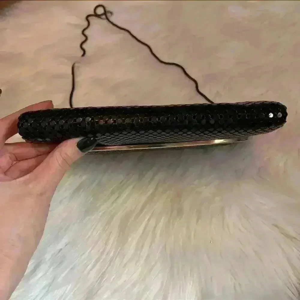 Vintage Enamel Pailette Metal Clutch Purses Bundle of 2 Black - Image 13