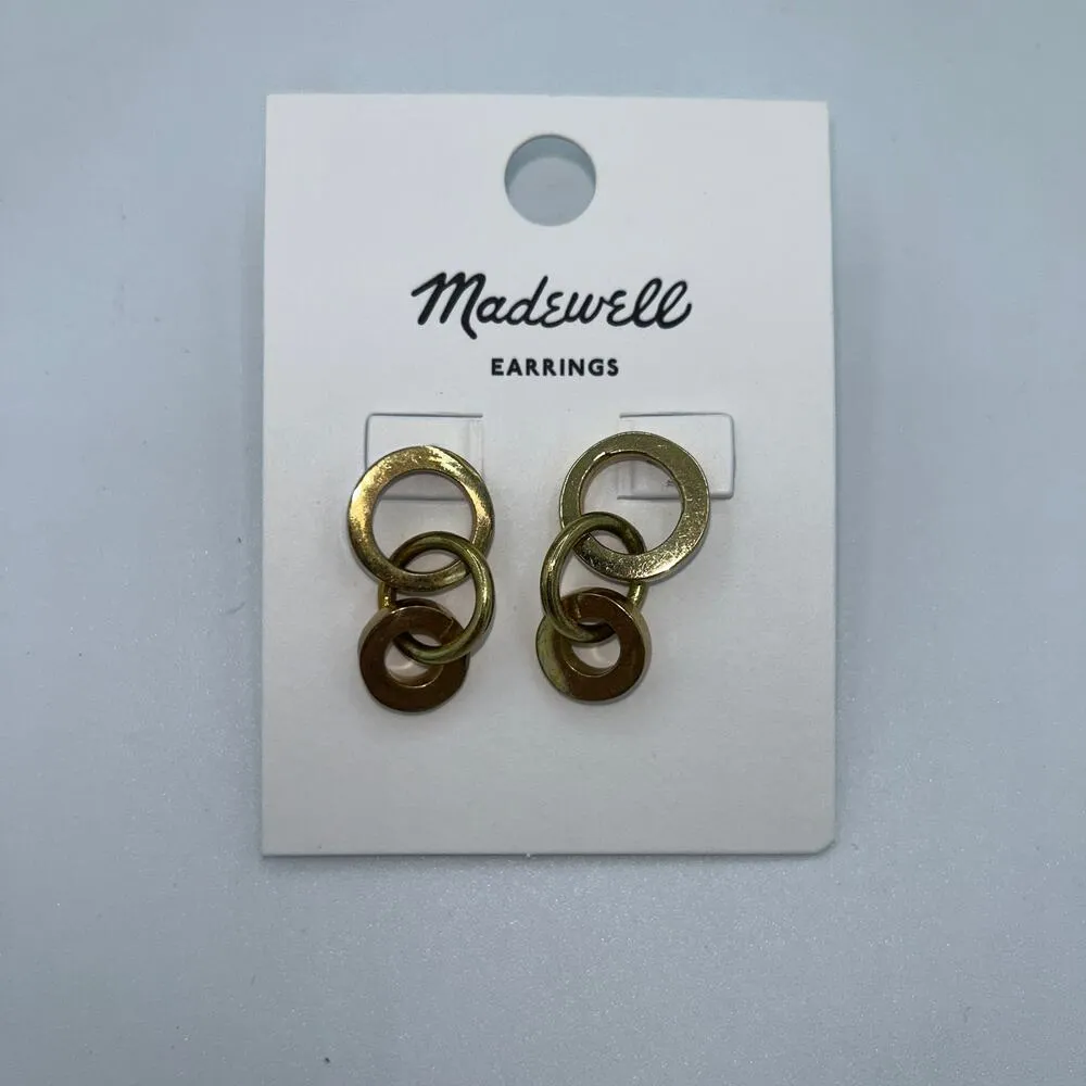NWT New Madewell To The Market Link Dangle Brass Earrings - Image 4