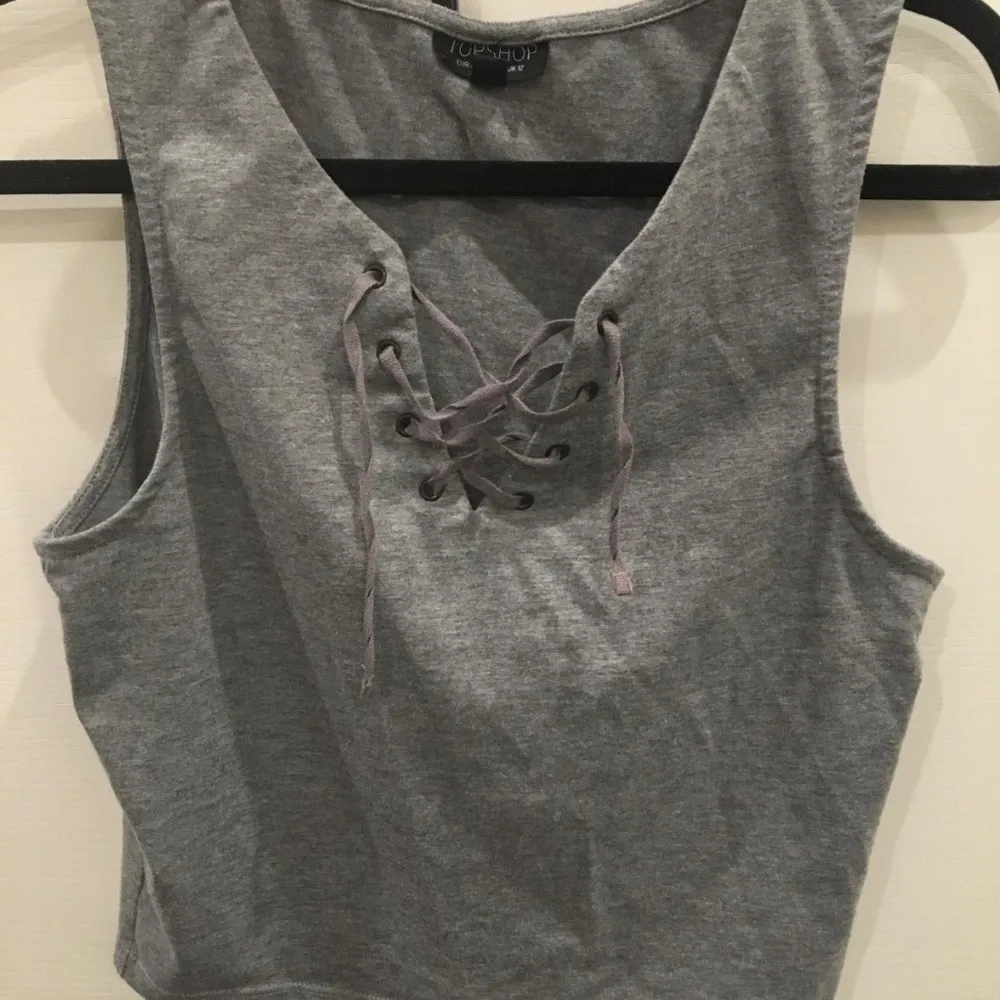 2 set Topshop grey gray + black tie front sleeveless top tops US 6 and 8 - Image 3