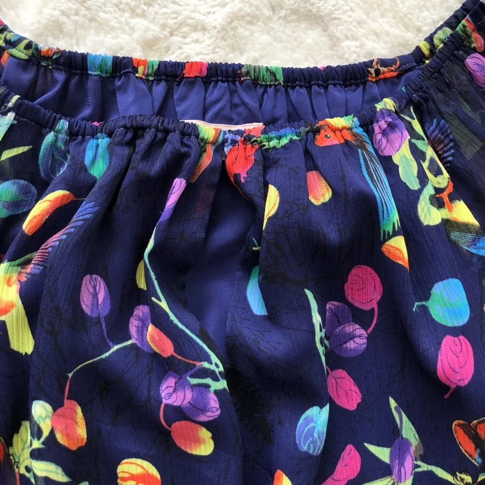 Philosophy Birds of Paradise Cropped Blouse Top Long Sleeve Chiffon XS Women’s - Image 4