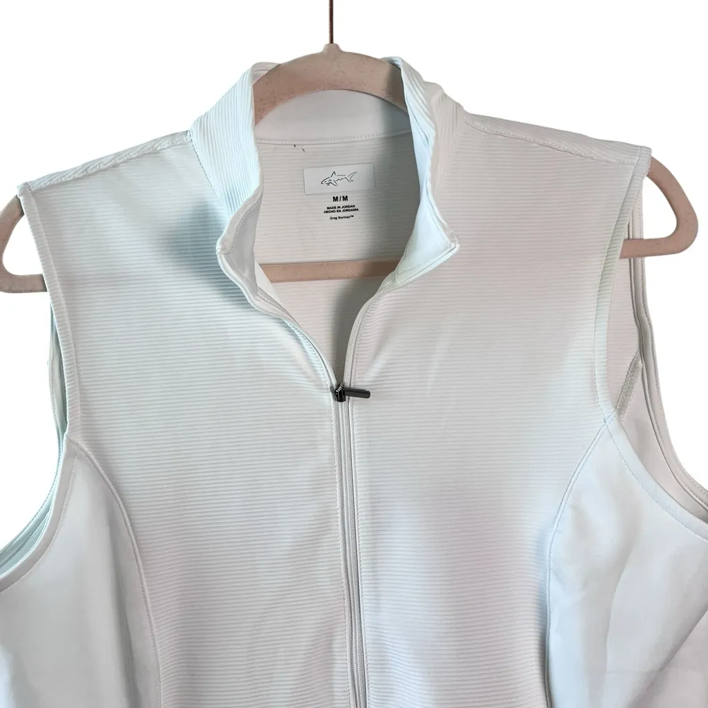 Greg‎ Norman White Ribbed Sleeveless Outerwear Vest Golf Sports Outdoor Medium - Image 3